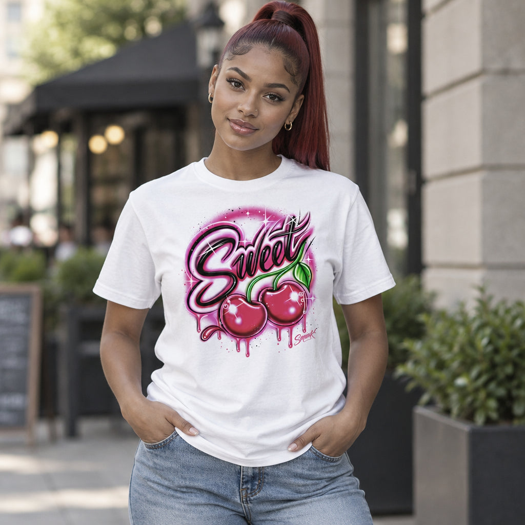 'Sweet' Graphic T-Shirt – Airbrushed Style Unisex Organic Cotton Tee