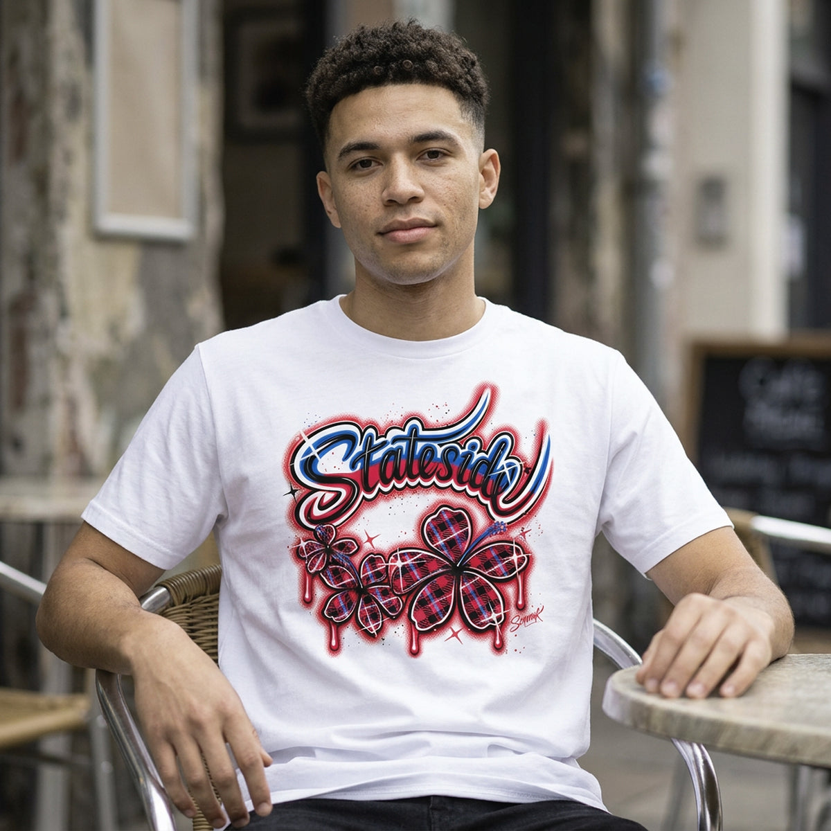 'Stateside 2' Graphic T-Shirt – Airbrushed Style Unisex Organic Cotton Tee