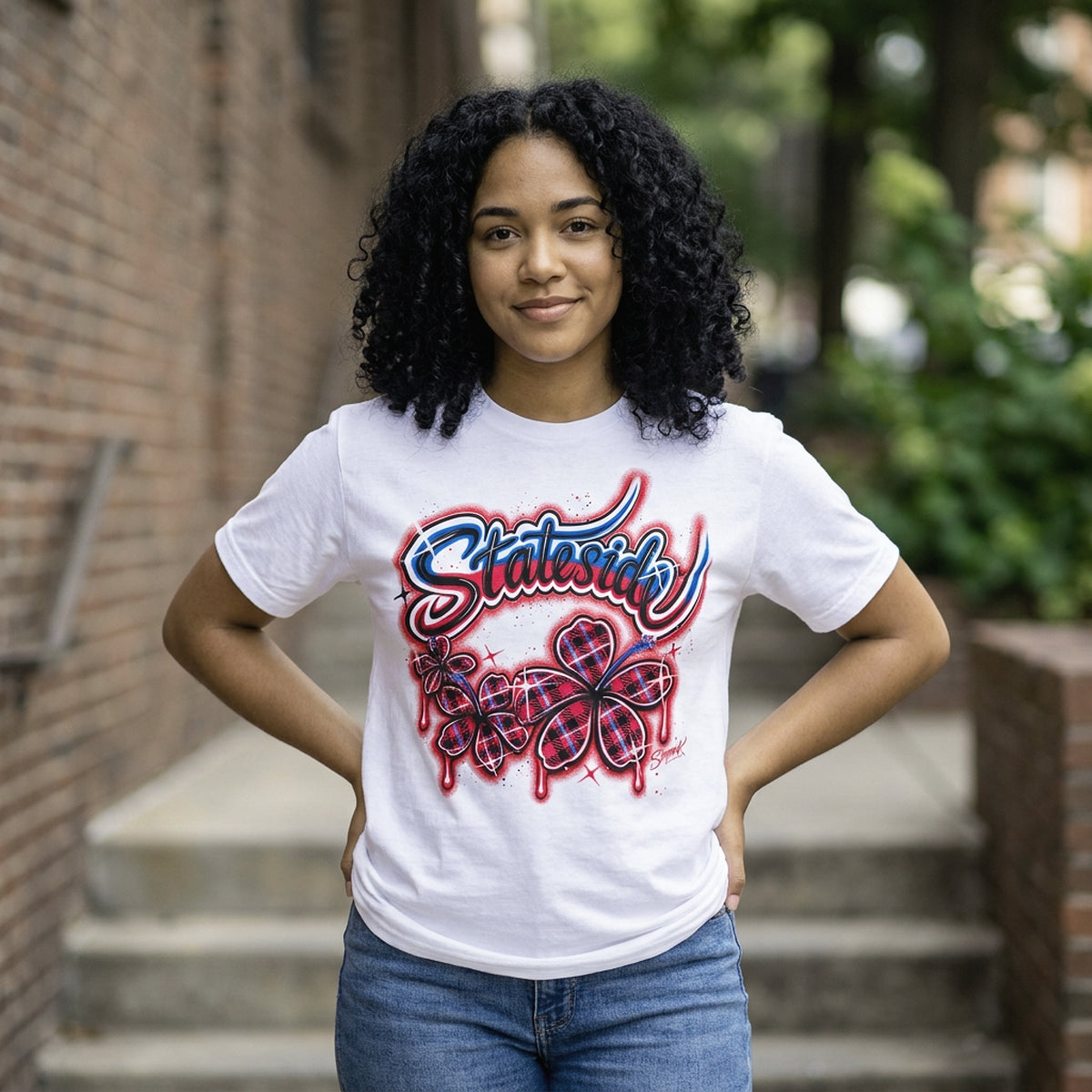 'Stateside 2' Graphic T-Shirt – Airbrushed Style Unisex Organic Cotton Tee