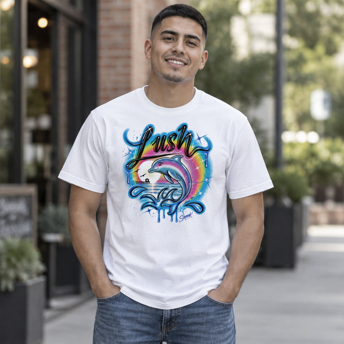 'Lush' Graphic T-Shirt – Airbrushed Style Unisex Organic Cotton Tee