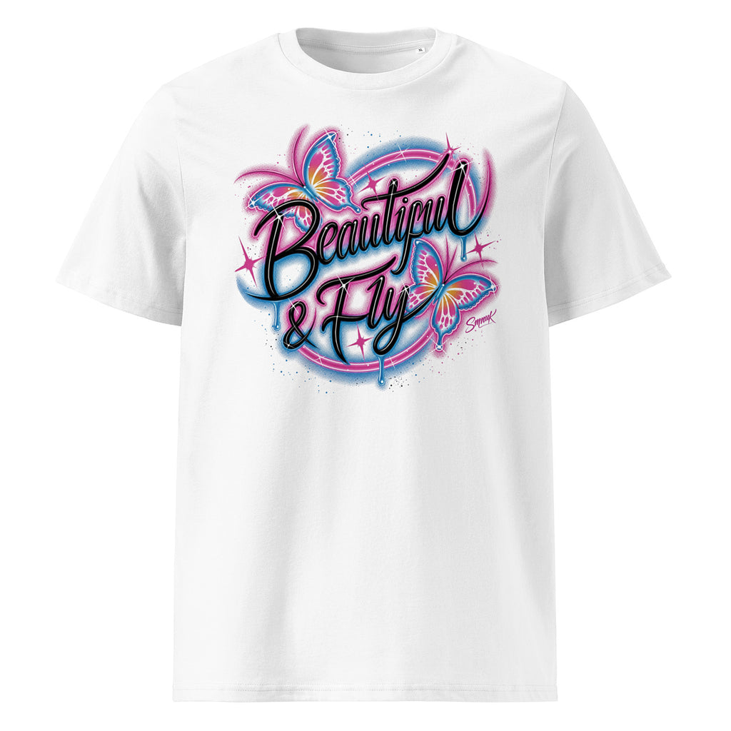 'Beautiful & Fly' Graphic T-Shirt – Airbrushed Style Unisex Organic Cotton Tee