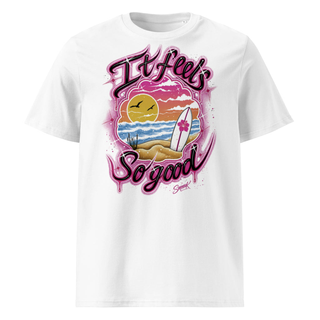'It Feels So Good' Graphic T-Shirt – Airbrushed Style Unisex Organic Cotton Tee