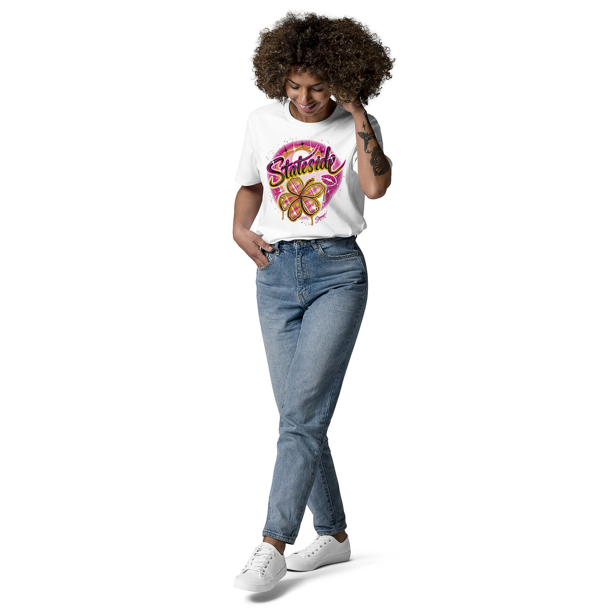 'Stateside 1' Graphic T-Shirt – Airbrushed Style Unisex Organic Cotton Tee