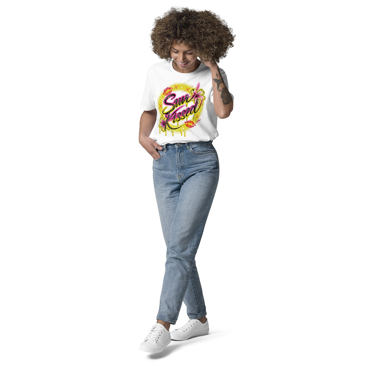 'Sun Kissed' Graphic T-Shirt – Airbrushed Style Unisex Organic Cotton Tee