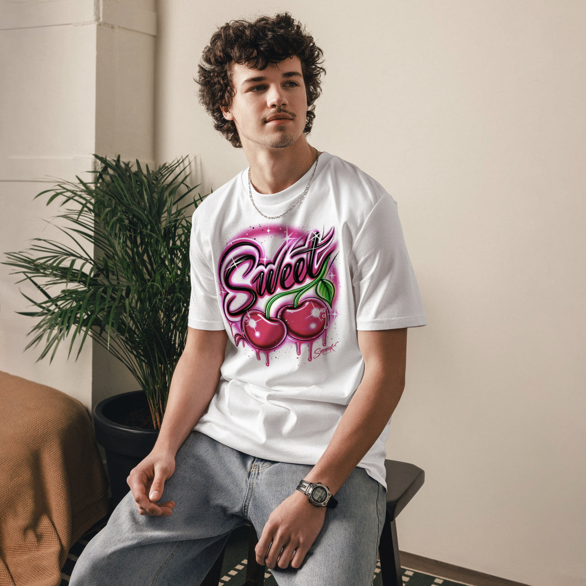 'Sweet' Graphic T-Shirt – Airbrushed Style Unisex Organic Cotton Tee