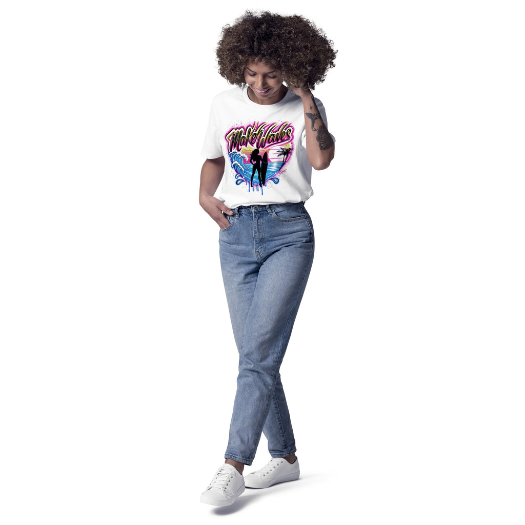 'Make Waves' Graphic T-Shirt – Airbrushed Style Unisex Organic Cotton Tee