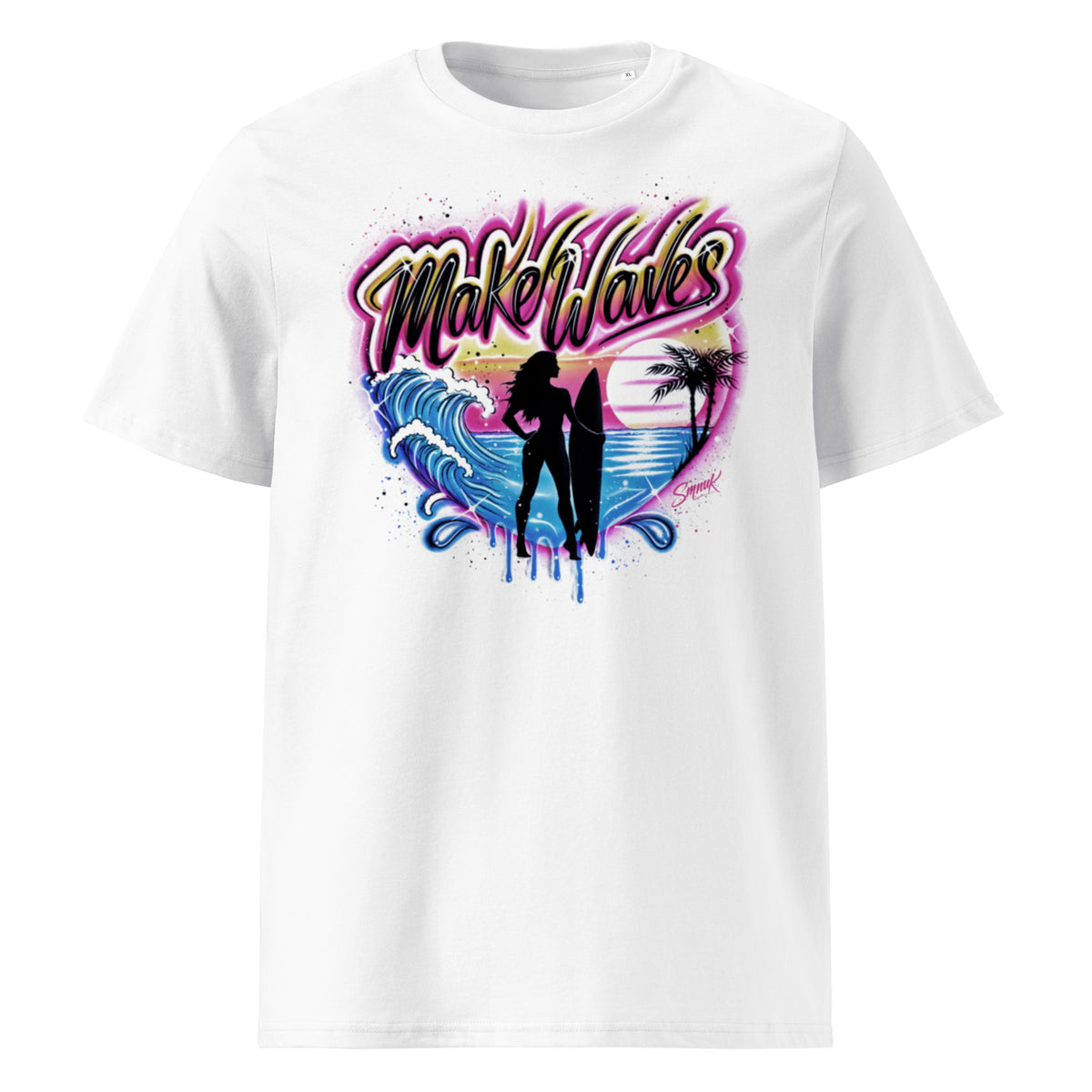 'Make Waves' Graphic T-Shirt – Airbrushed Style Unisex Organic Cotton Tee