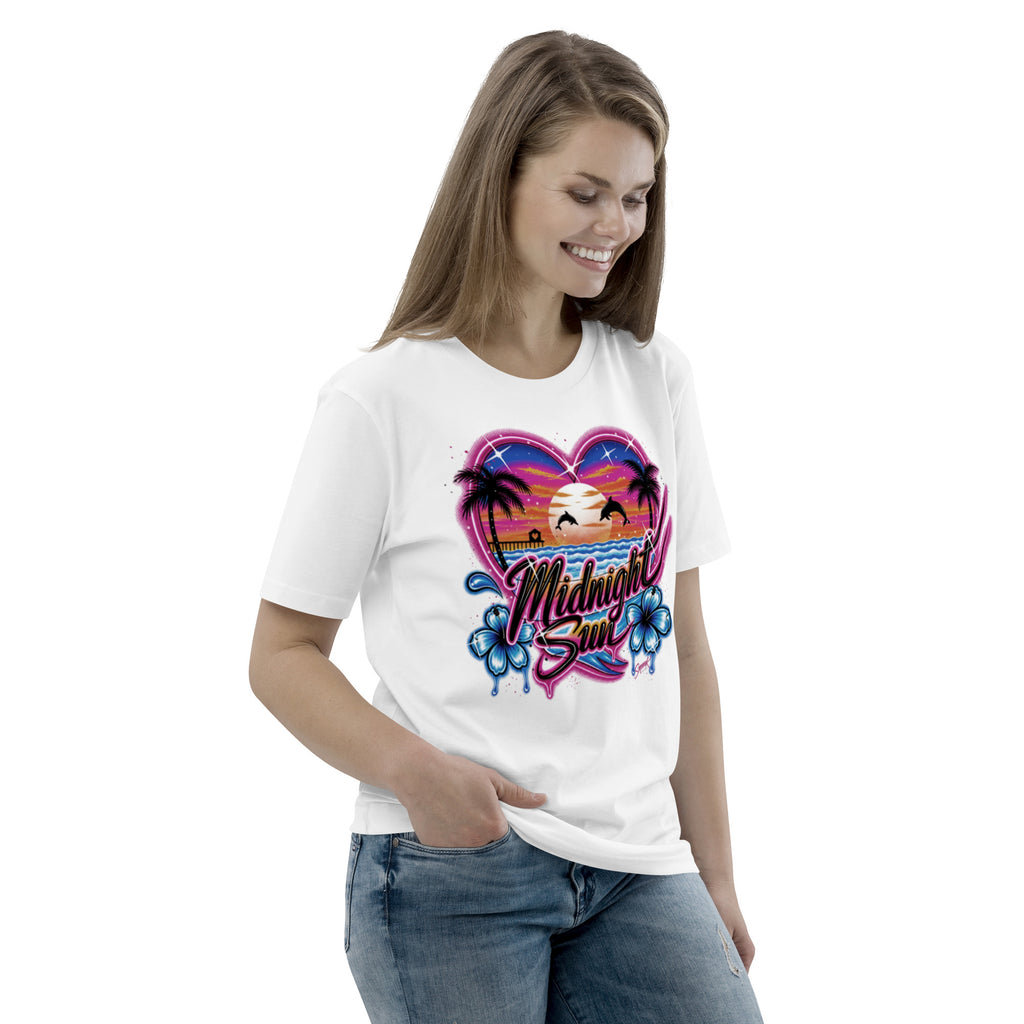 'Midnight Sun' Graphic T-Shirt – Airbrushed Style Unisex Organic Cotton Tee