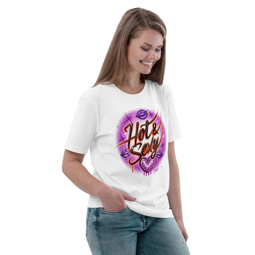 'Hot & Sexy' Graphic T-Shirt – Airbrushed Style Unisex Organic Cotton Tee