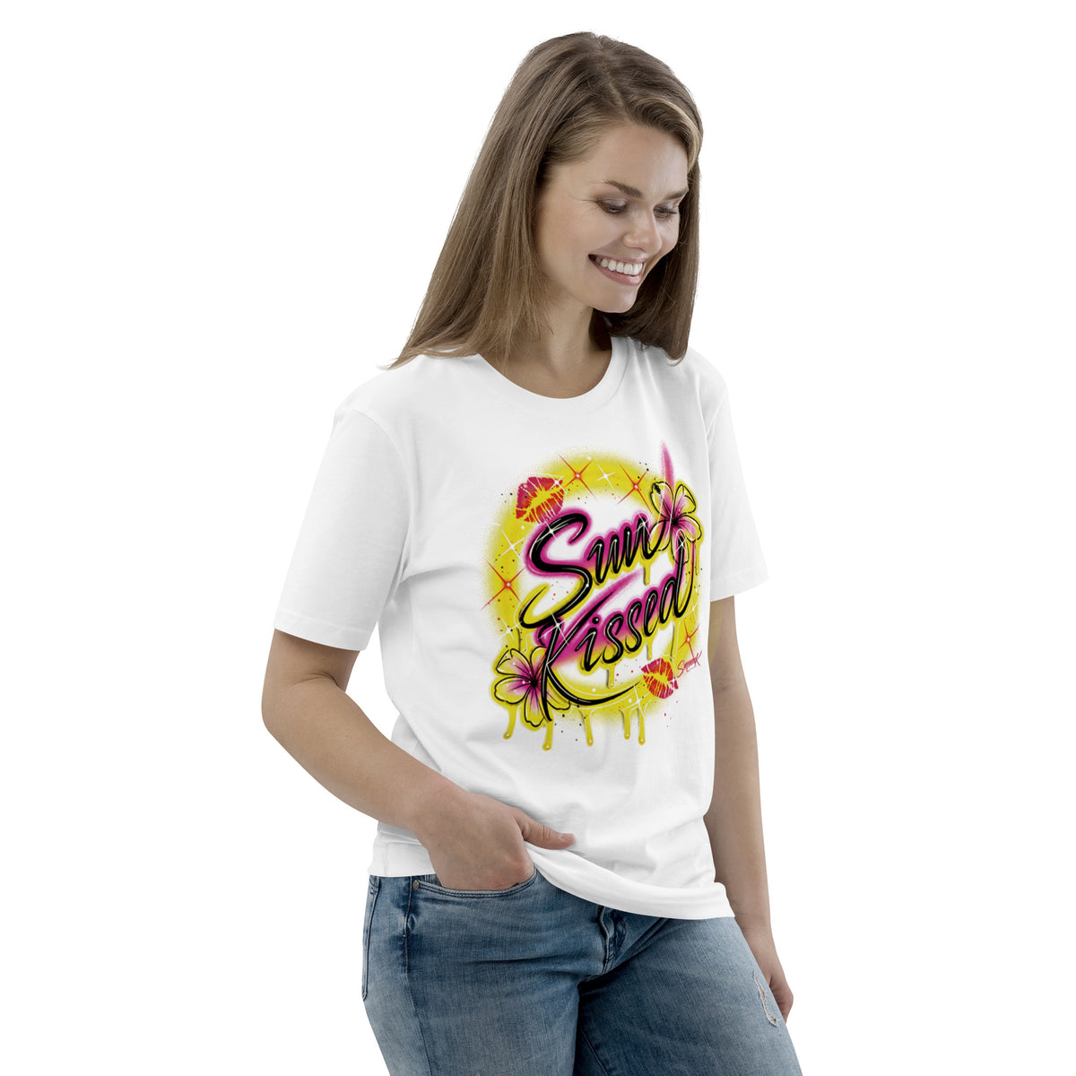 'Sun Kissed' Graphic T-Shirt – Airbrushed Style Unisex Organic Cotton Tee